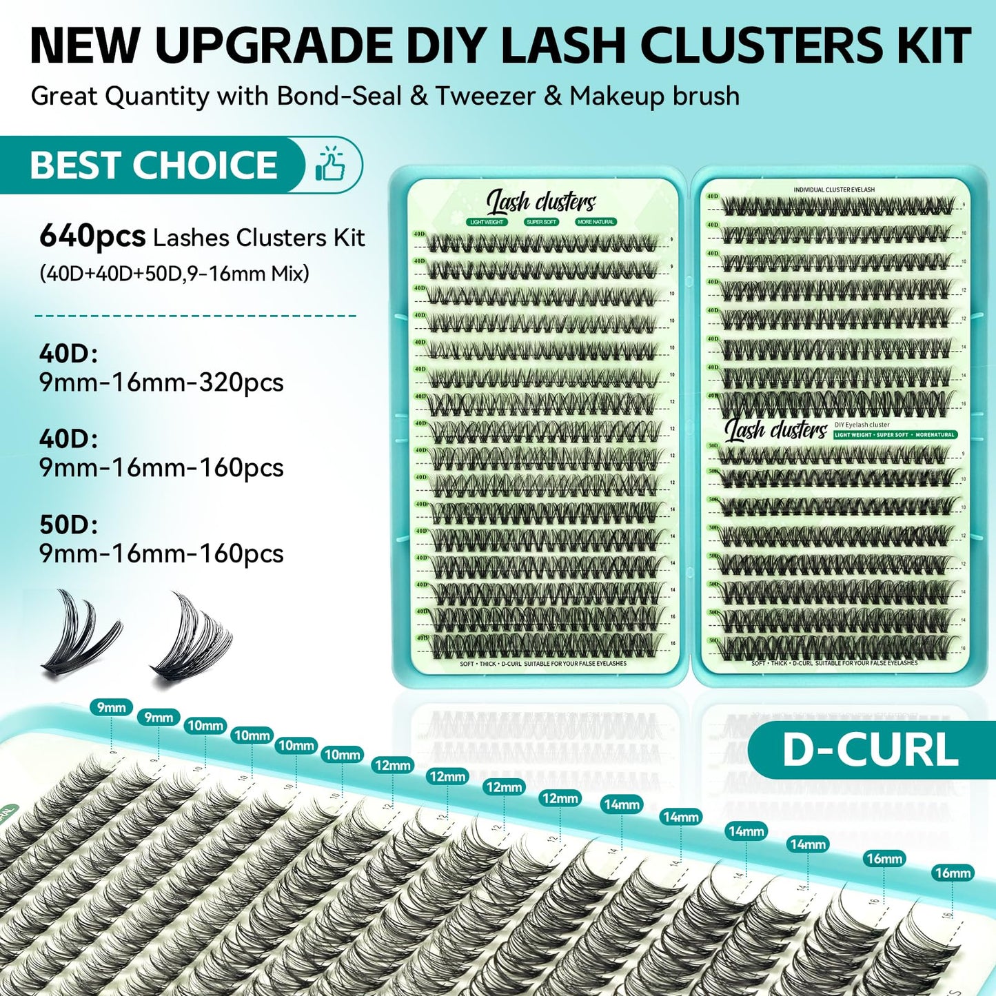 Wispy Lash Clusters, Individual Cluster Lashes 40D 50D, DIY Cluster Eyelash Extensions for Natural Wispy Look, Soft Lightweight Individual Lash Clusters for At-Home Lash Extension