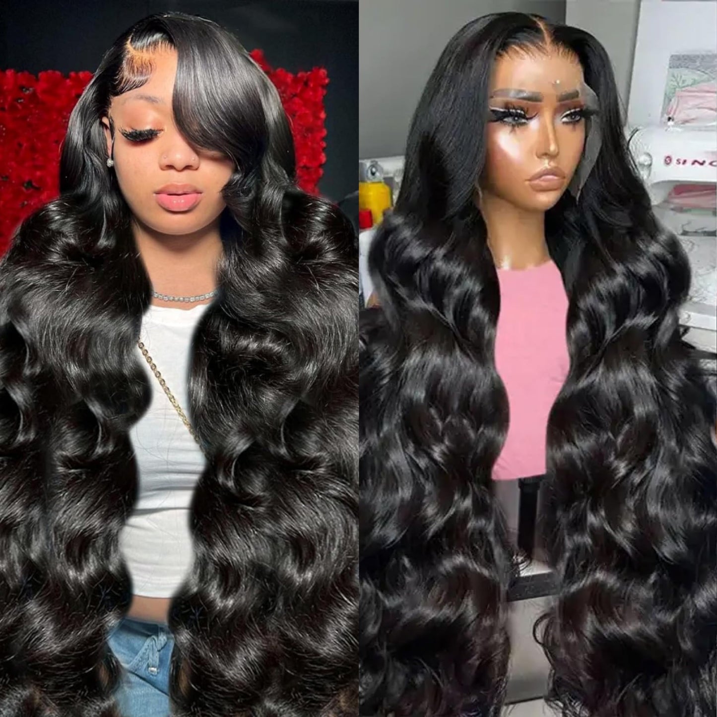 padise 30Inch 13X6 Lace Front Wigs Human Hair Body Wave 200% Density HD Transparent Lace Frontal Wigs Body Wave Pre Plucked Glueless Wigs Human Hair for Women With Baby Hair