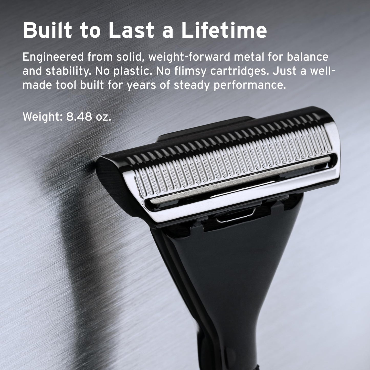 SUPPLY Single Edge Max Razor for Men – Premium Metal Single-Blade Safety Razor with Pivoting Head for Fewer Cuts and Irritation – Includes 8 Blades & Magnetic Reload System – Jet Black