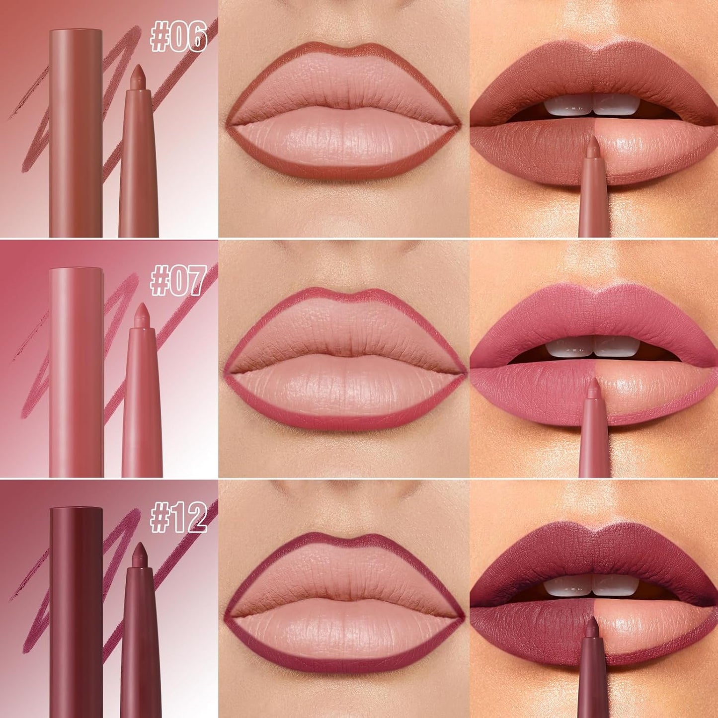 LANGMANNI 12-Color Matte Velvet Lip Liner Set | Smooth, Waterproof & Highly Pigmented for Daily Makeup
