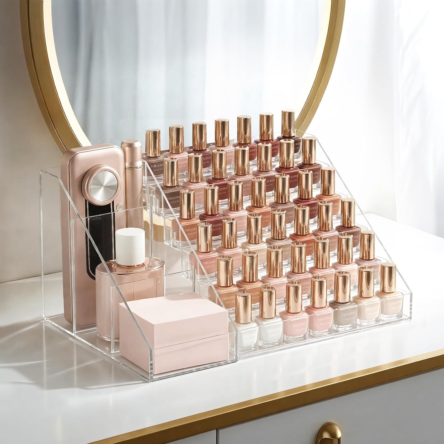 6 Tier Nail Polish Organizer - Clear Acrylic Display Stand for Gel Polish | Quick Assembly, Space-Saving Design