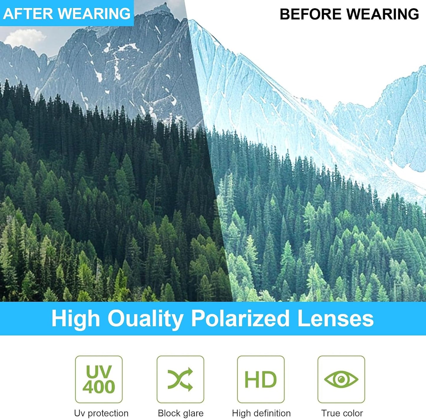 Polarized Sports Sunglasses - UV400 Protection | 2-Pack Dark Blue & Red for Cycling, Driving, Hiking