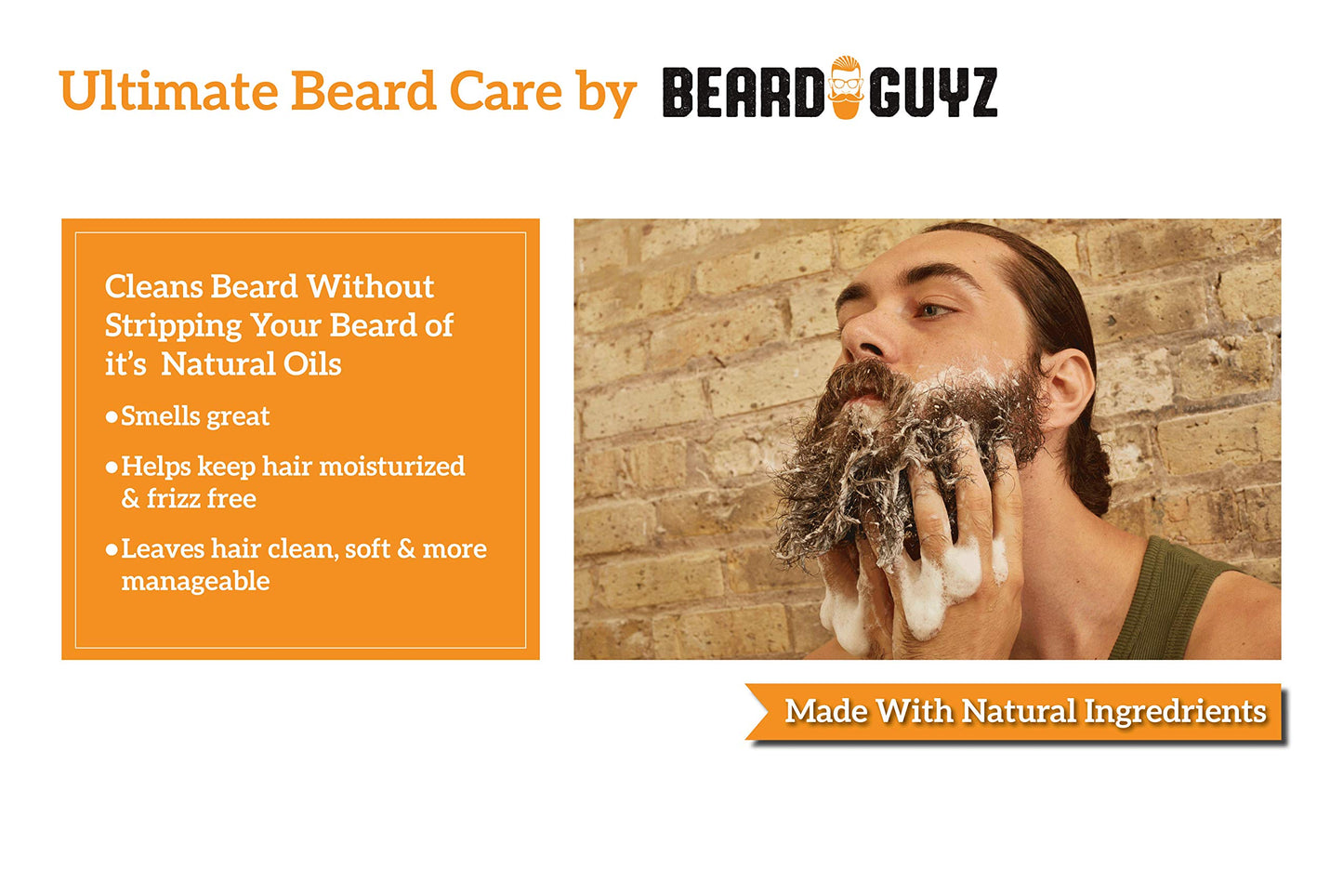 Beard Guyz Beard Wash – Daily Beard Cleanser & Shampoo – Gentle Facial Hair Wash with Argan Oil & Botanic Extracts – Refreshing Citrus Beard Cleanser for Men’s Grooming, 8 oz