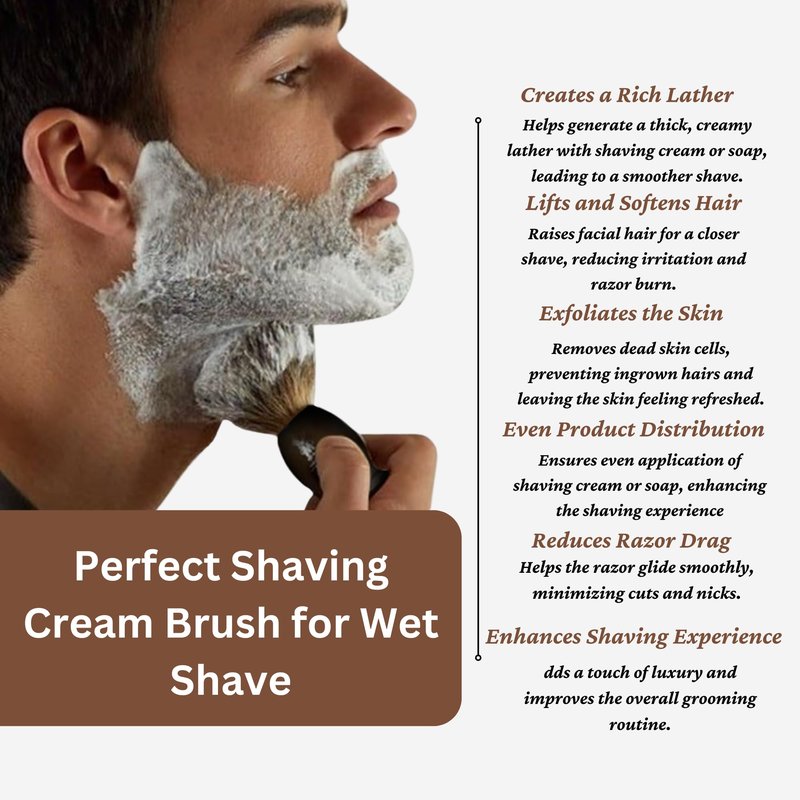 Premium Badger Shaving Brush for Men – Soft Bristles & Wood Handle | Perfect Shaving Cream Brush for Wet Shave | Luxury Gift for Men, Dad & Boyfriend, Black