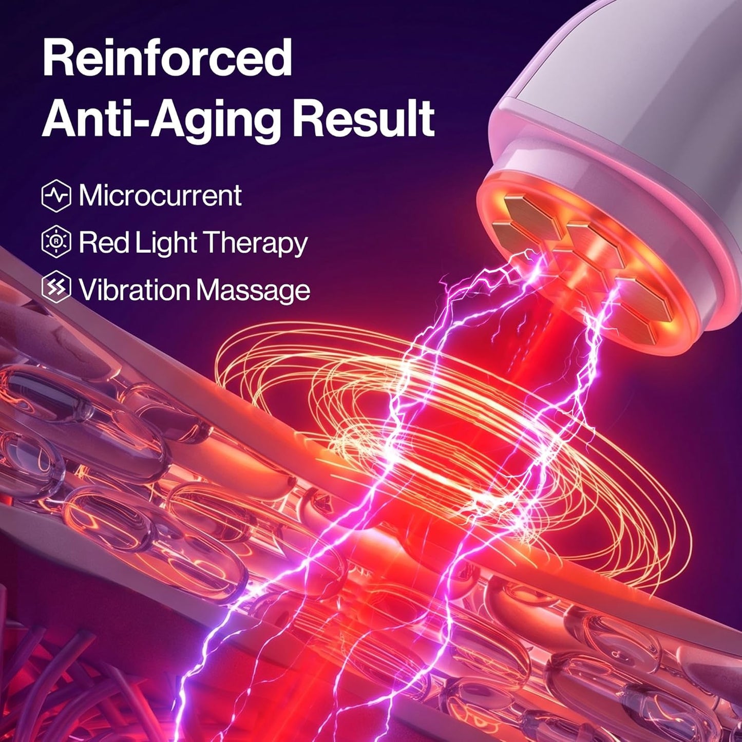 DermRays Microcurrent Device - 4-in-1 Facial Toning Tool with 650nm Red Light for Youthful Skin