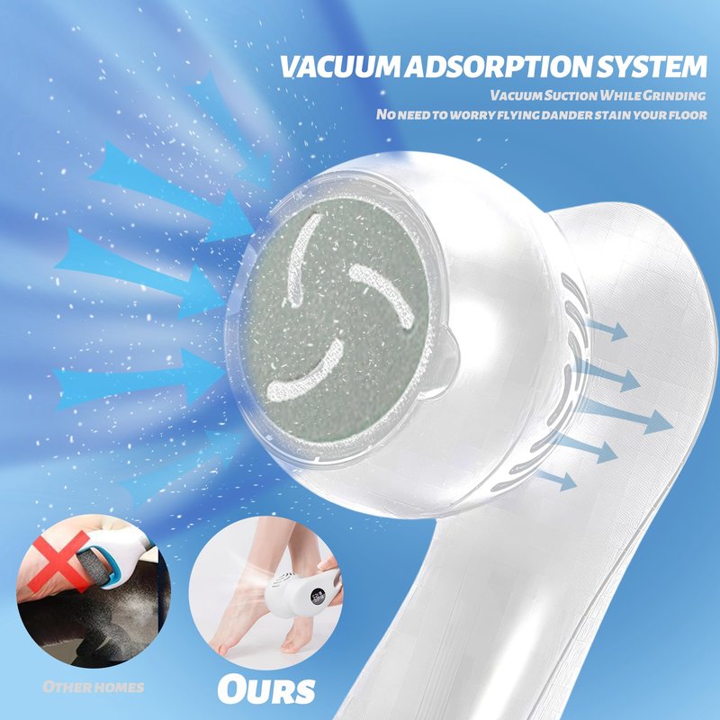 Doeean Electric Feet Foot Callus Remover Equipped with A Vacuum System Foot Scrubber 17 in 1 Professional Foot Care Tool Ipx6 Waterproof Rating for Removing Hard Cracks Dryness and Dead Skin (White)