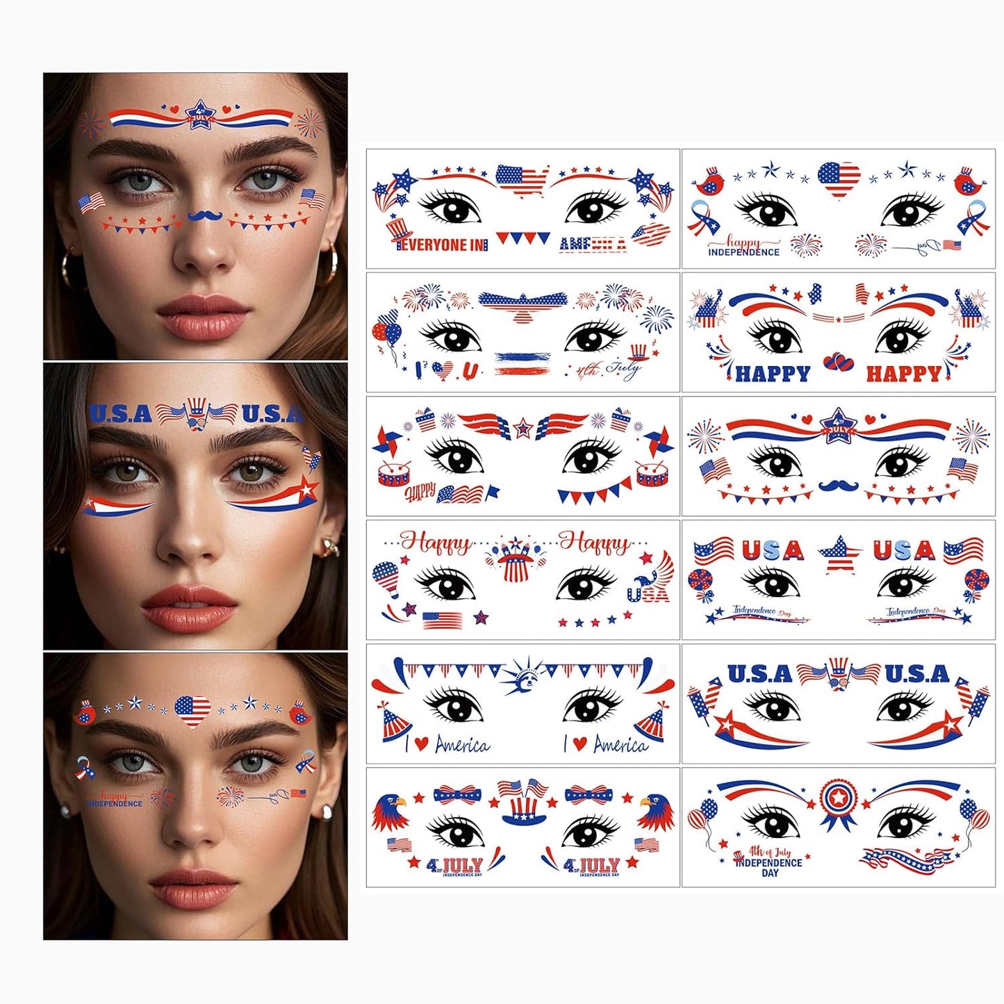 Soccer Temporary Tattoos - Waterproof Cartoon Face Stickers | 6 Fun Styles for Party Makeup