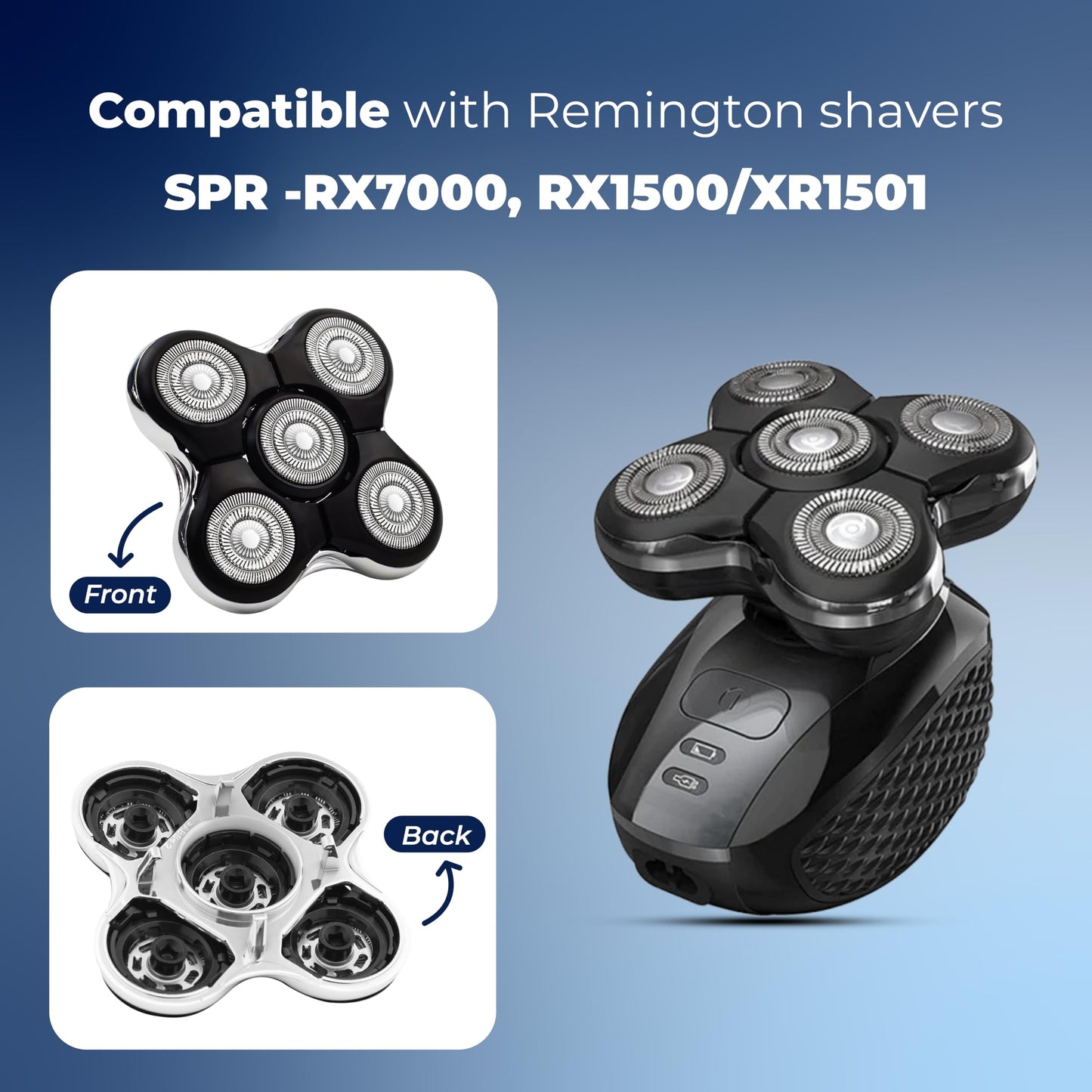2 Pack Pro Head Shaver Replacement Blades Compatible with Remington Balder Pro Head Shaver Model XR7000, Precision Electric Shaving for Bald Men