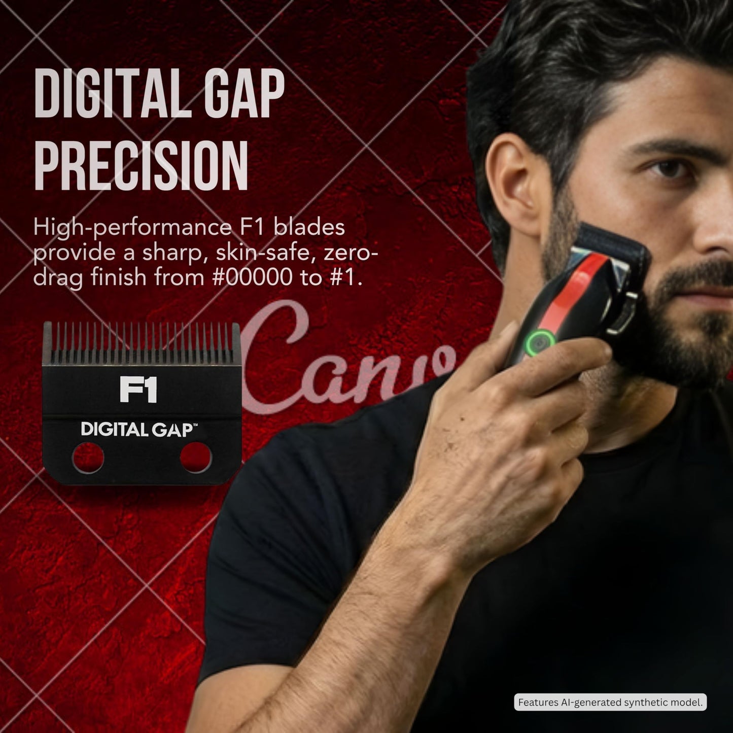Cocco Veloce Lite Professional Hair Clipper for Barbers – Digital Gap™ Precision Fade F1 Blade, 7000 RPM Cordless Clippers, USB-C Fast Charge, 3 Hour Runtime, Hair Clippers for Men (Red & Black)