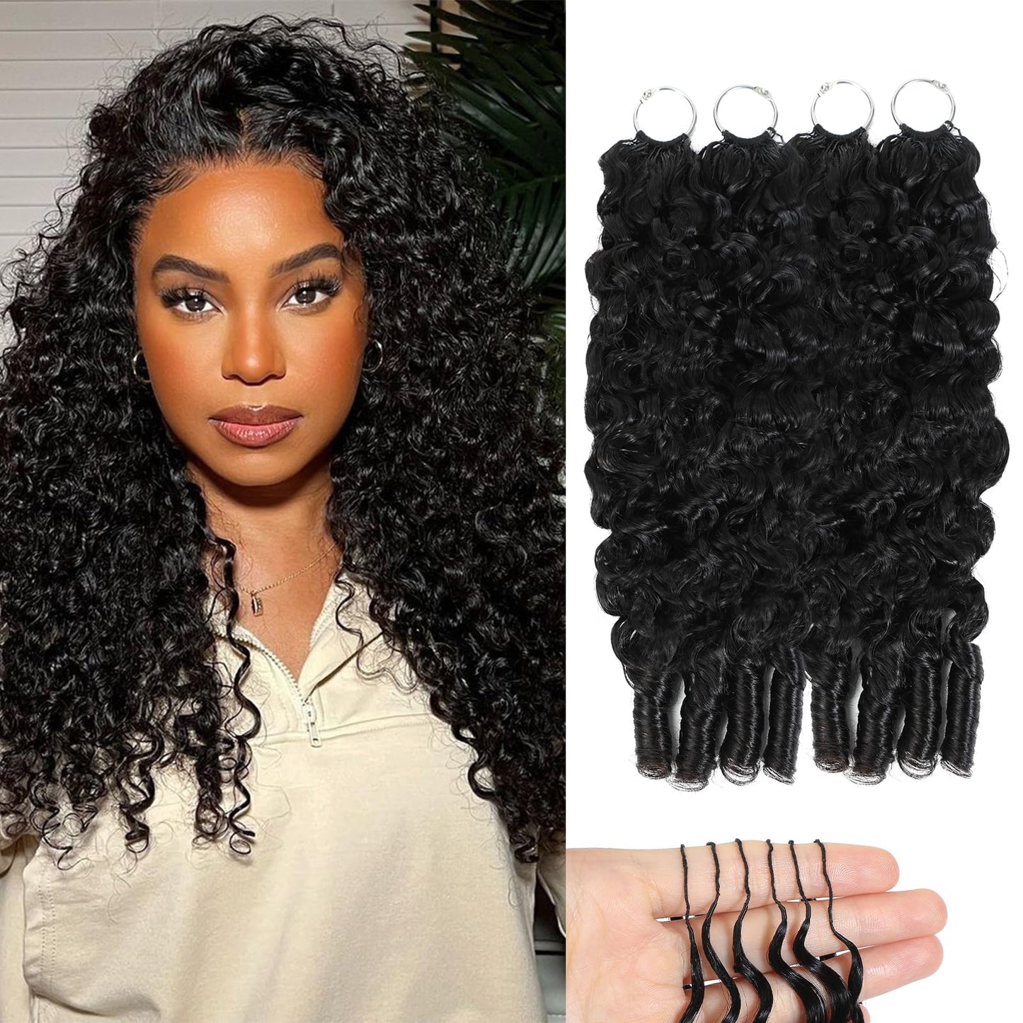 Human Crochet Hair for Black Women 18 Inch 120g Miracle Knots Hair Burmese Curly Crochet Human Hair Feather Crochet Human Hair Bundles Invisible Hair Extensions Natural Black