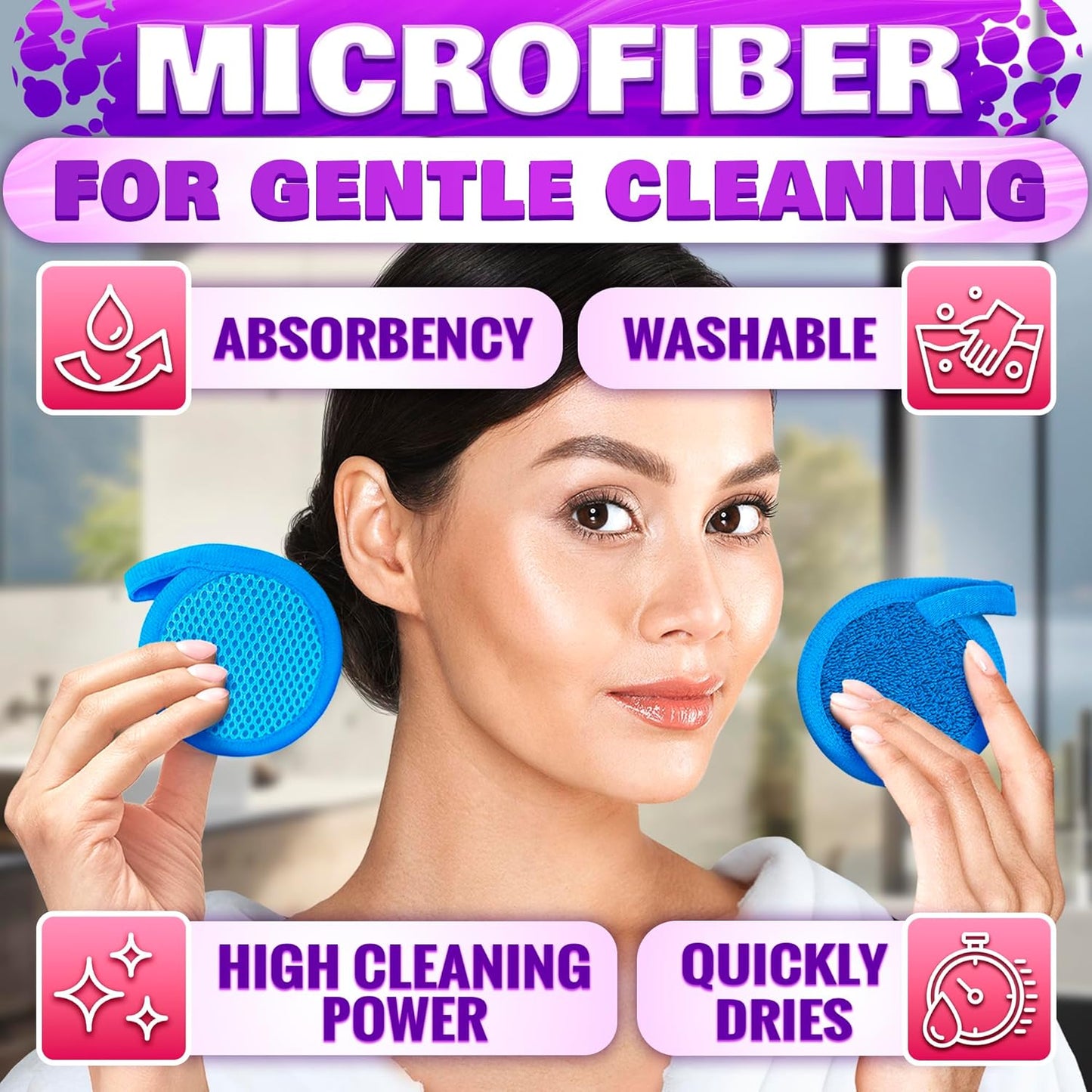 2 in 1 Face Scrub Pads - Reusable Microfiber Makeup Remover & Exfoliating Washcloth | 3 Pcs Set for Eyes, Lips & Neck