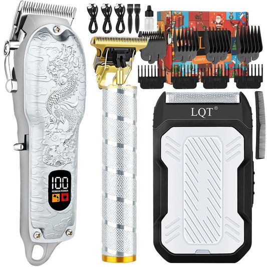 LQT Professional Hair Clippers for Men, Cordless 3-in-1 Hair & Beard Trimmer Set, Adjustable Lever, Waterproof, Long Lasting Battery, Gift for Dad, Husband, Christmas, Birthday