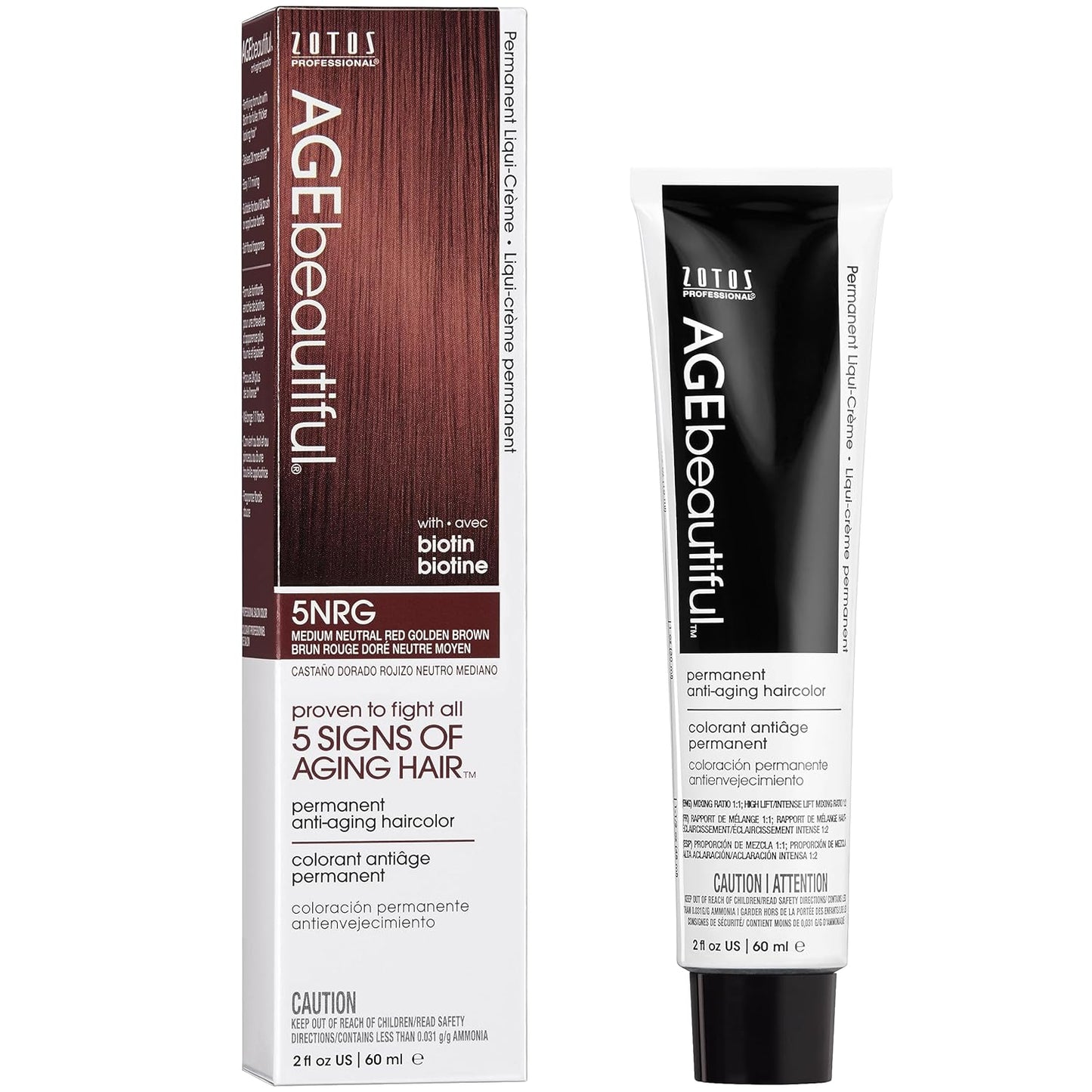AGE Beautiful Permanent Hair Color Cream - 100% Gray Coverage Hair Dye with Biotin for Fuller, Thicker Hair | Professional Salon Quality
