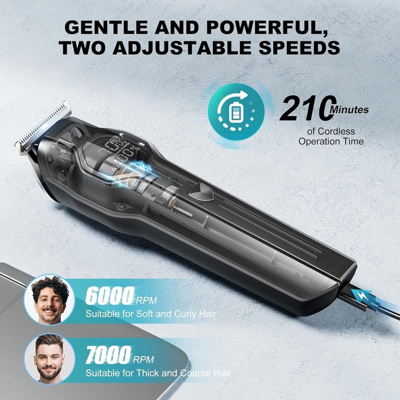 Beard Trimmer for Men - 14 Piece Professional Mens Grooming Kit, Christmas Gift Multi Groomer for Beard face Nose Ear Hair Trimmer Hair Cutting kit IPX7 Wet/Dry Use 210 Mins Shaving for Him Father