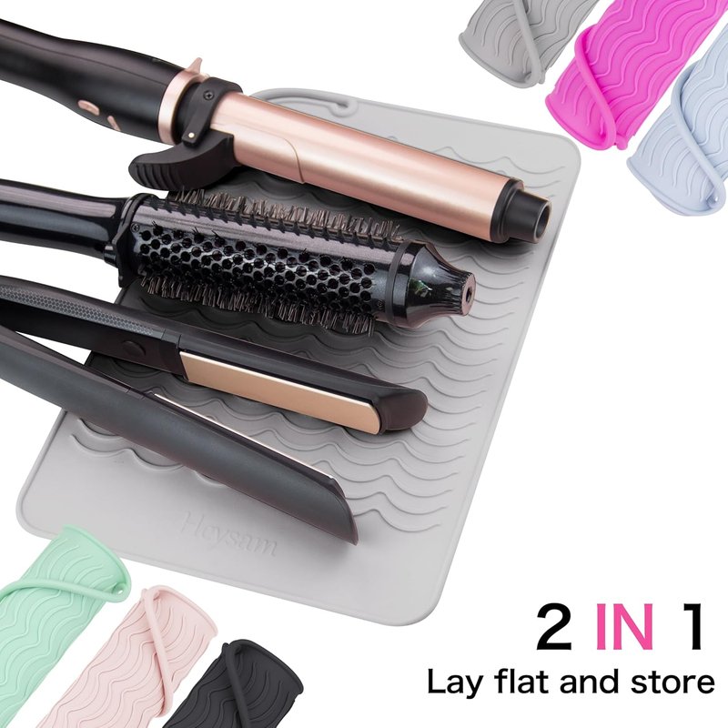 Flat Iron Hair Straightener Heat Mat - Silicone Non-Slip Pad | Large 11"x7.8" for Hot Tools & Curling Irons