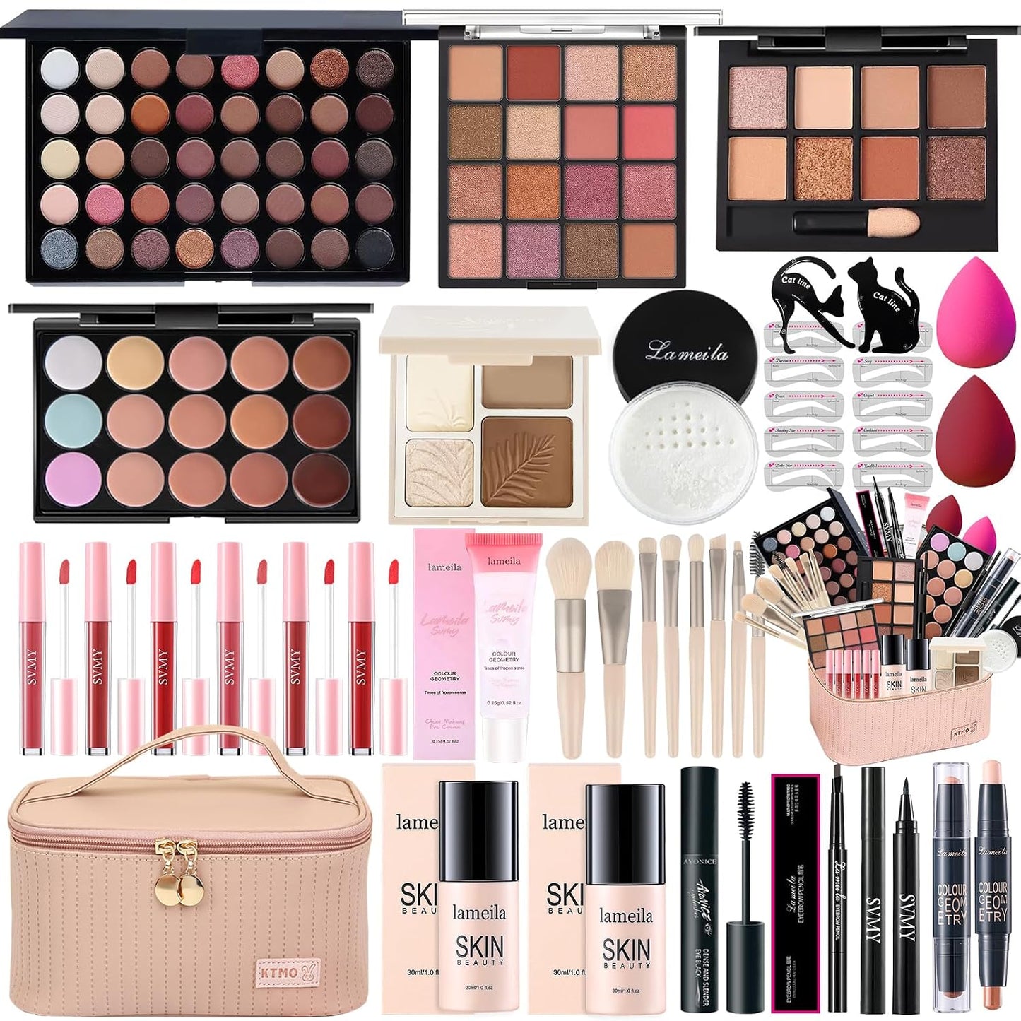 All-in-One Makeup Kit for Women - Complete Gift Set with Eyeshadow Palette, Foundation, Eyeliner & Brushes | Ideal for Teens & Girls