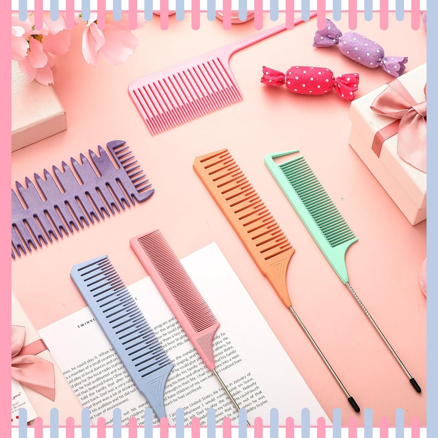 Highlighting Comb Set - 6 Pcs Weaving Hair Dyeing & Sectioning Combs for Balayage | Multicolor