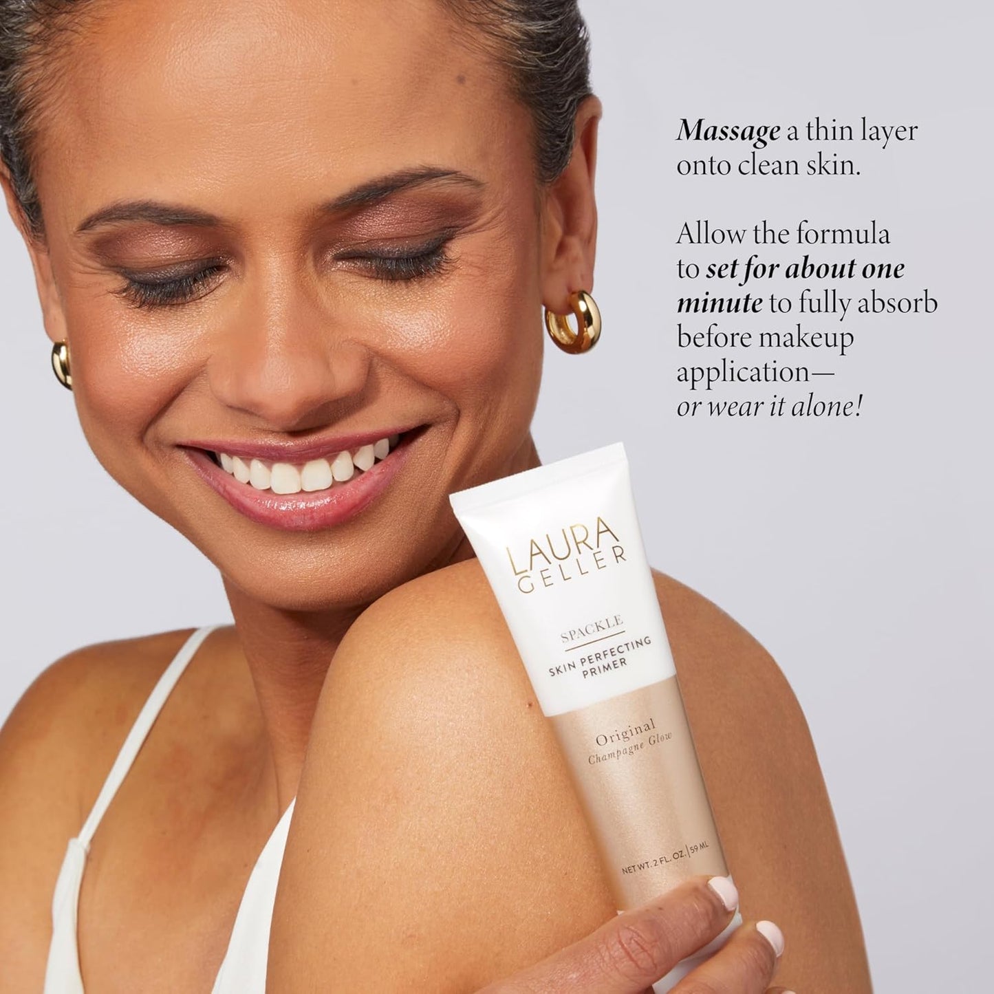 Laura Geller Spackle Primer - Champagne Glow Hyaluronic Acid Makeup Primer for Mature Skin | Super-Sized 2 Fl Oz