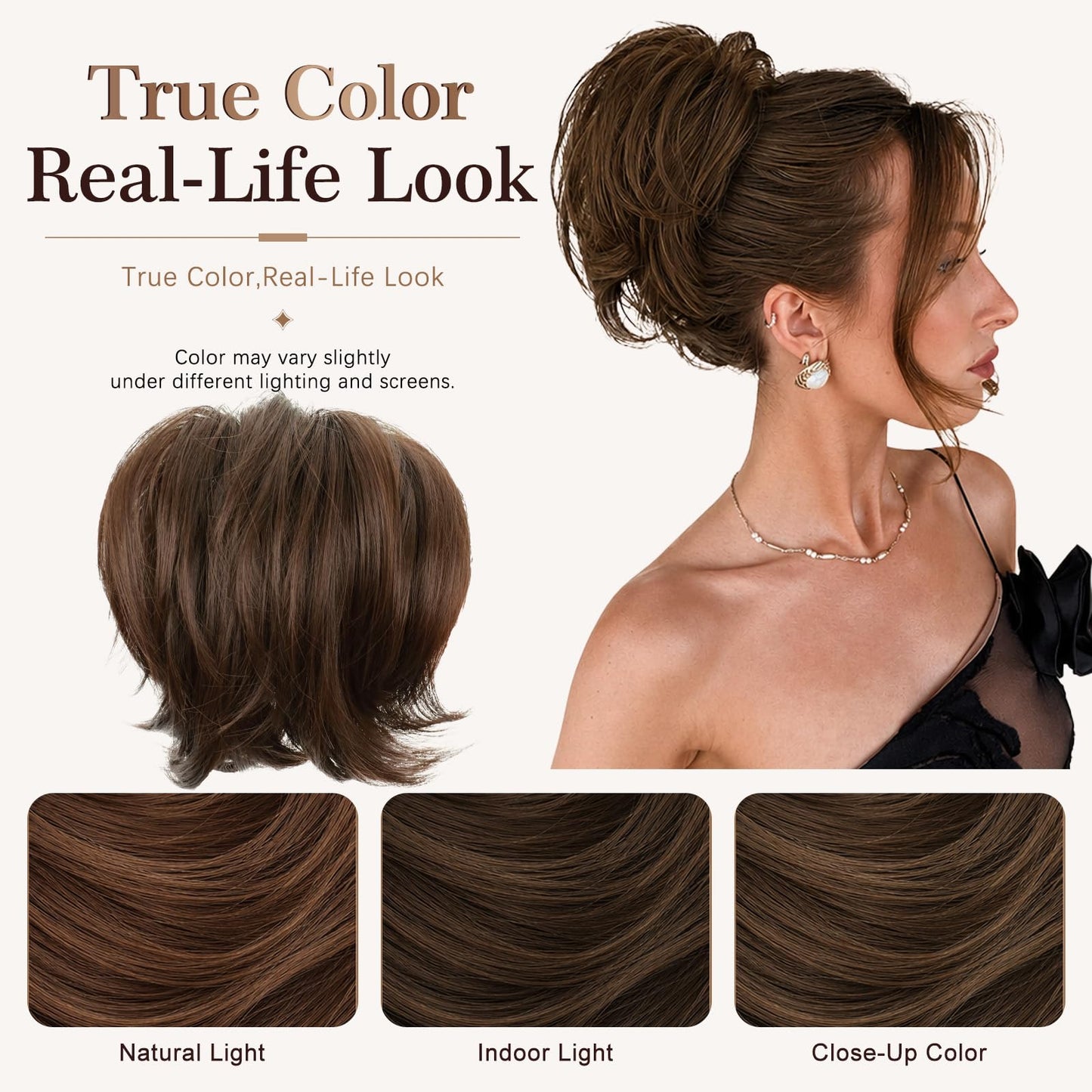 Sotpmal Claw Clip Ponytail Extension - Short Messy Hair Bun Hairpiece for Thin Hair, Straight Synthetic Hair Bun for Secure Hold & Quick Updo, Volumizing DIY Styles for Women(Brown)