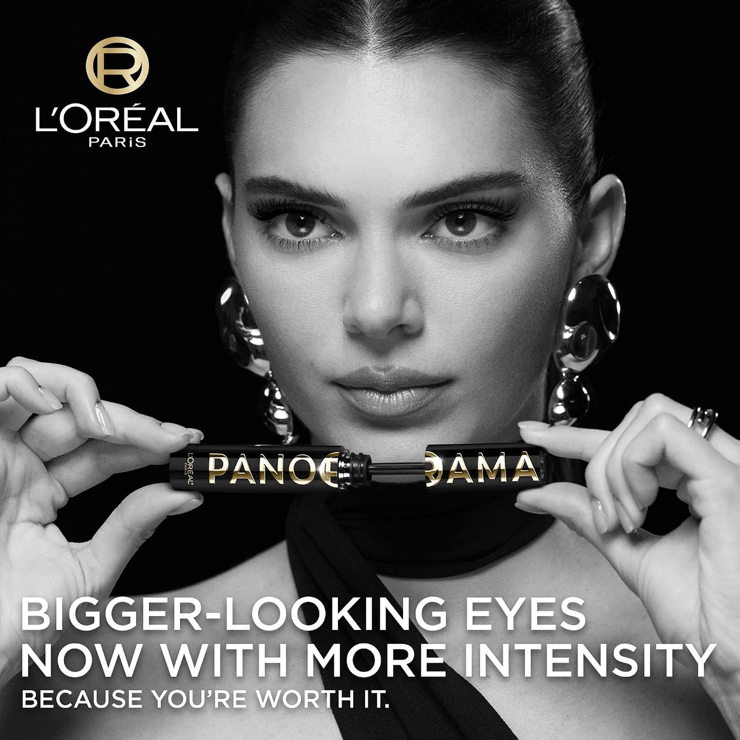 L'Oreal Paris Voluminous Panorama Mascara - Lengthening & Volumizing Formula | Smudge-Resistant, All Night Black, 0.33 Fl Oz