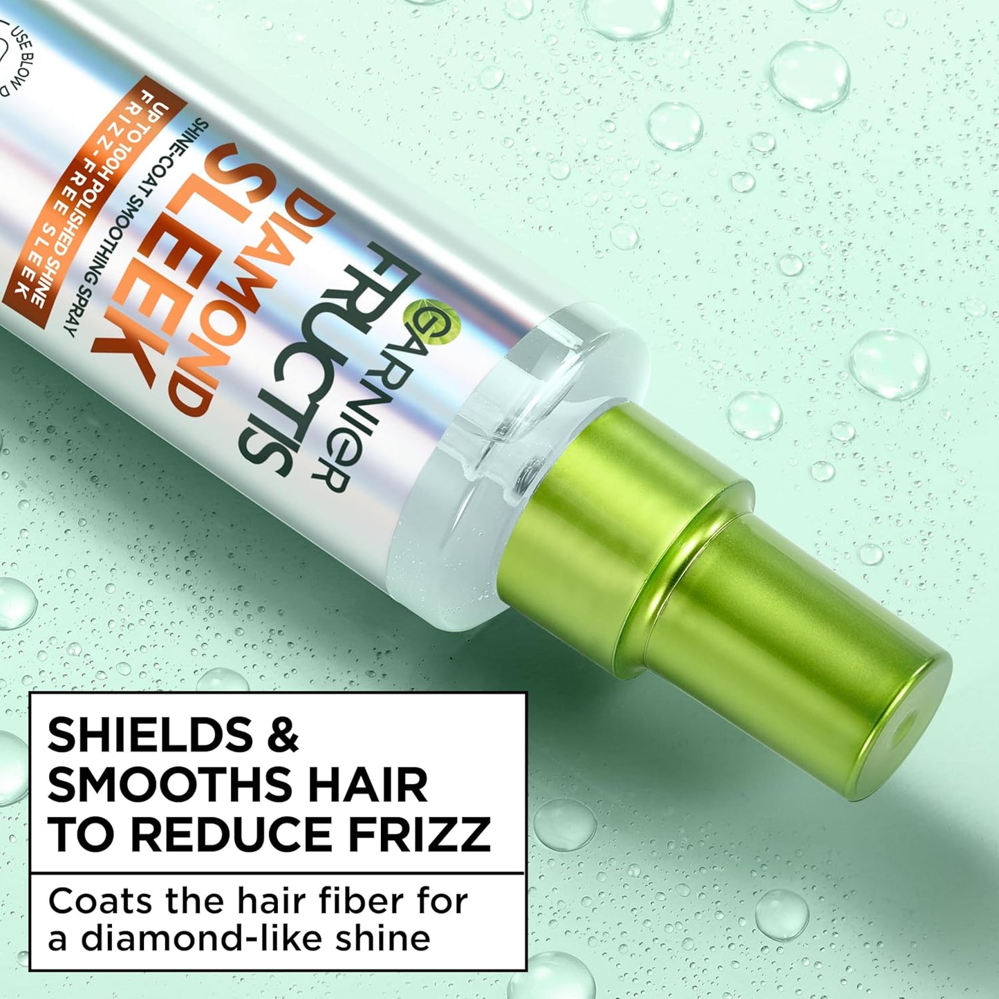 Garnier Fructis Diamond Sleek Hair Shine Spray | 100-Hour Frizz Control & Heat Protectant with Vegan Keratin, 4.6 Fl Oz