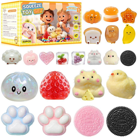 AZBFAN 22PCS Squishy Toys,Dumpling Squishy,Cat Paws, Ultra-Soft TPR Material, Squeeze Toys Set are Perfect for Stress Relief for Both Children & Adults, Classroom Birthday Gifts