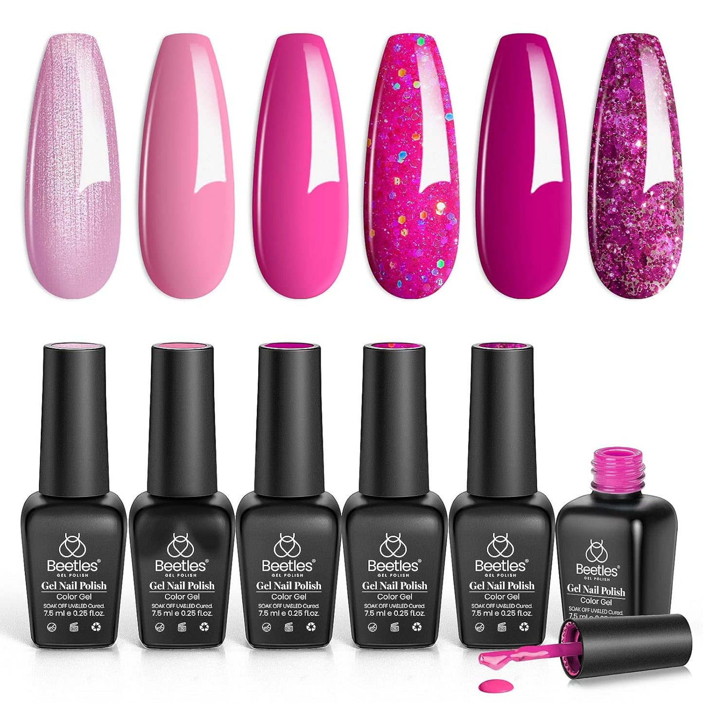 Beetles Gel Nail Polish Kit - 6 Soak Off UV Colors | Long-Lasting Glossy Finish for Salon & Home Manicure
