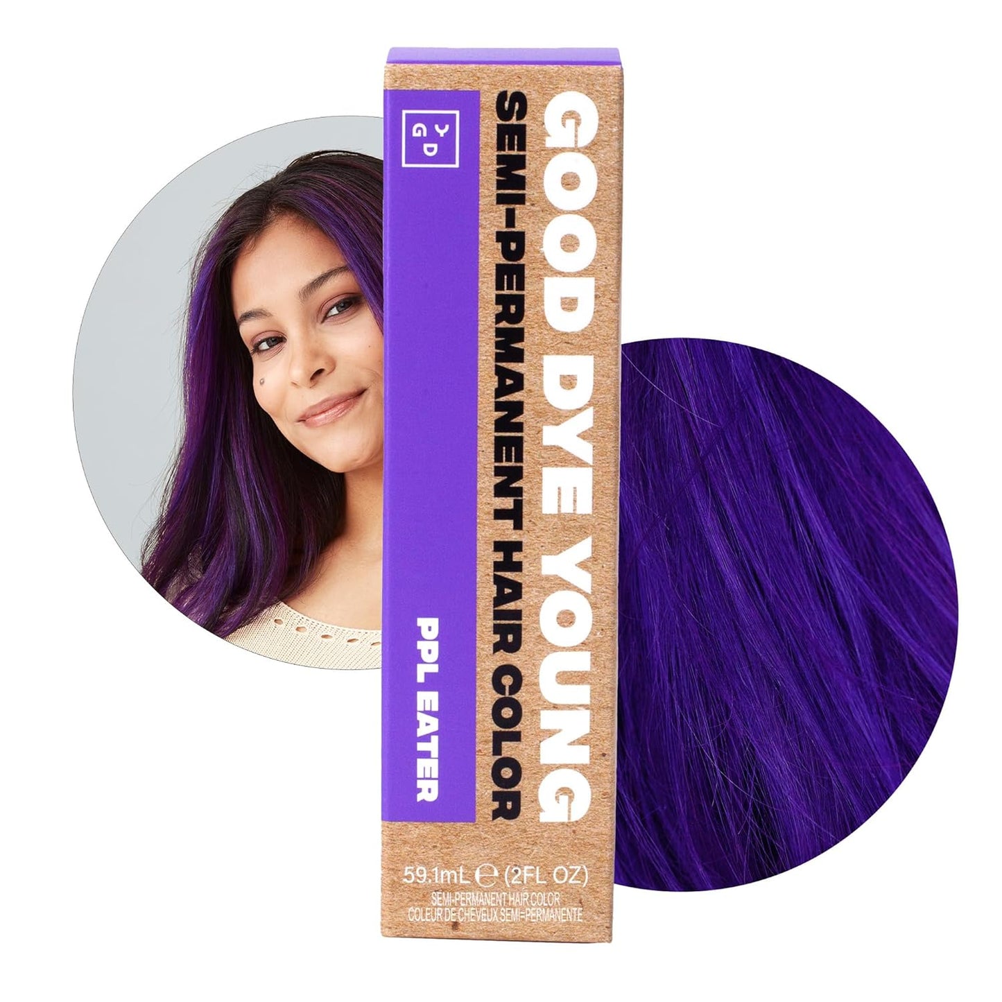 Good Dye Young Semi-Permanent Hair Color - UV-Protective Conditioning in Blue Ruin | PPD-Free, Vegan, Lasts 15-24 Washes