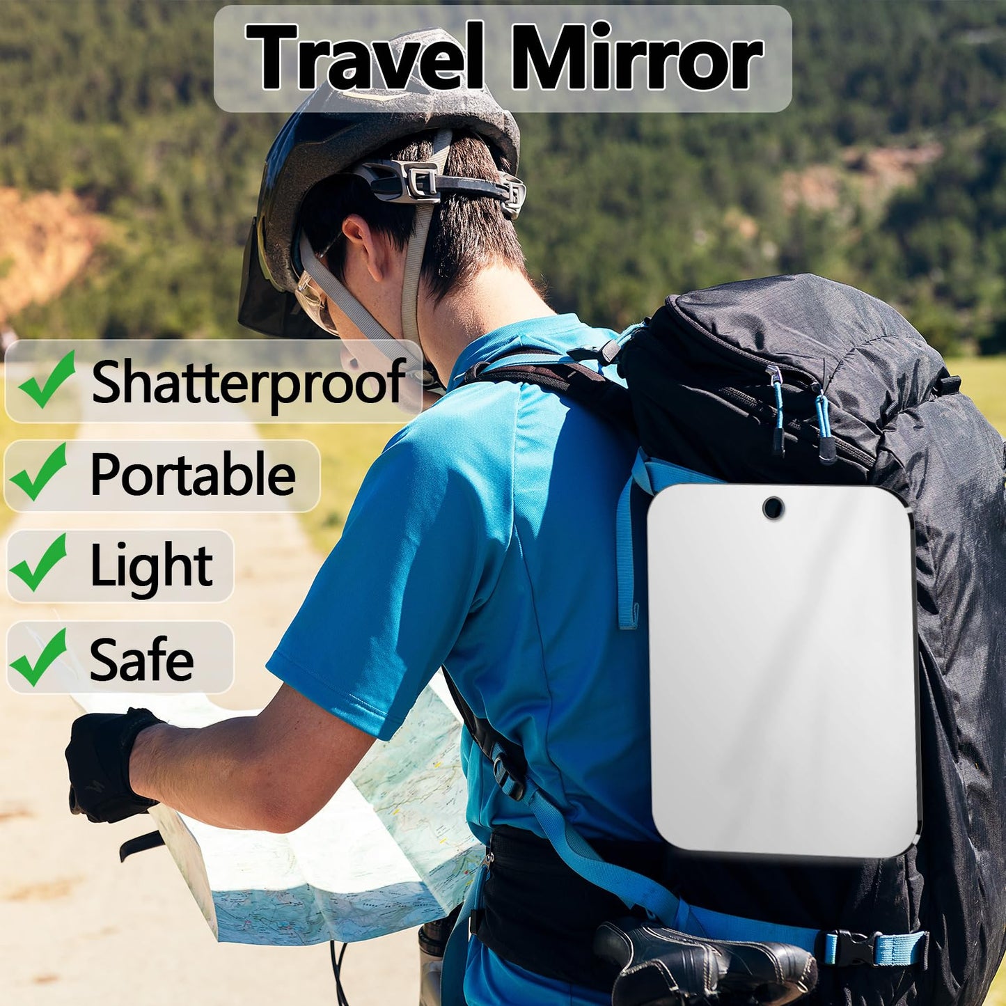 2 Pack Shower Mirror Fogless for Shaving, Larger 10.7x8 inch Plexiglass Hand Mirror for Shower, Plastic Small Wall Mirrors for Travel, Unbreakable Little Mirrors, Camping Mirro, Hanging, Espejos