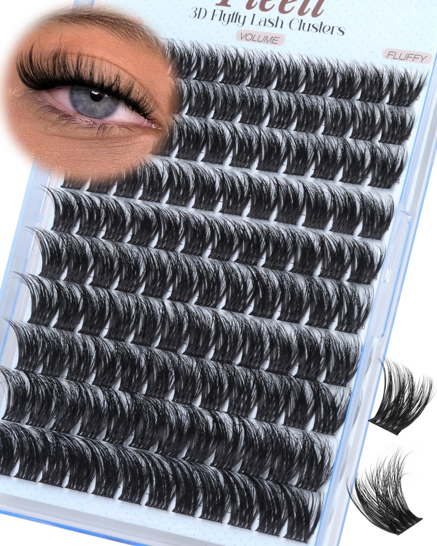 Fluffy Lash Clusters Volume Eyelash Clusters 12-18mm 5D DIY Lashes Clusters D-Curl Thick Cluster Eyelash Extensions Wispy Individual Lashes with Ultra-Thin Band by Pleell