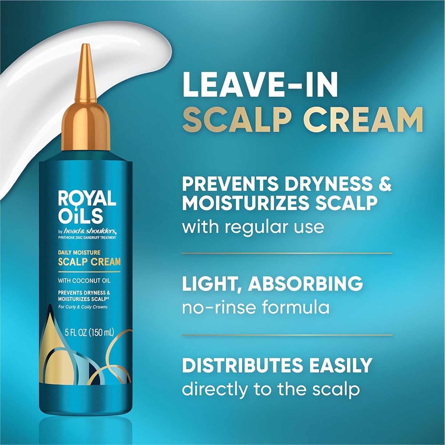 Head & Shoulders Royal Oils Scalp Cream Treatment - Anti-Dandruff Care with Coconut Oil | 5.0 fl oz