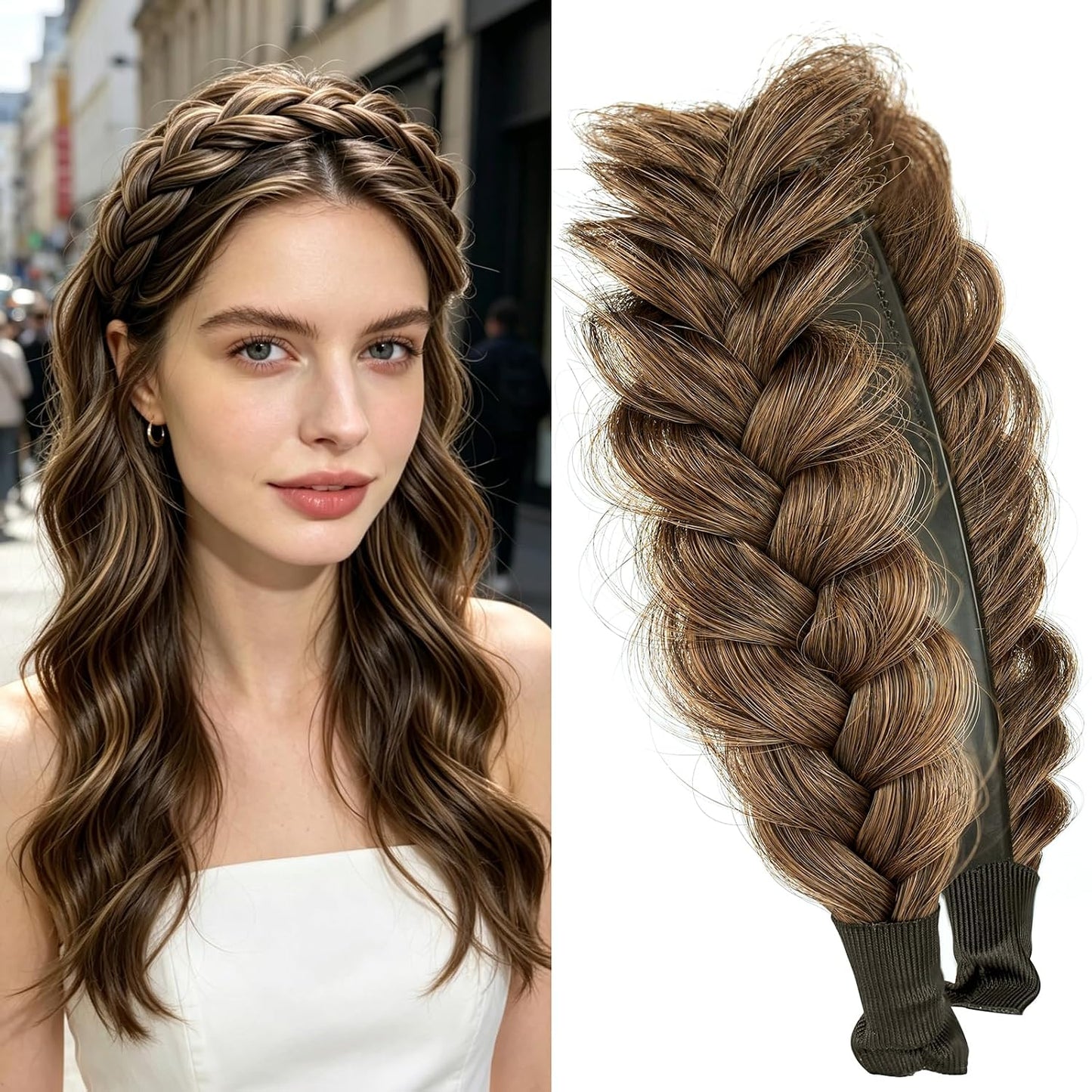 Braided Headband - Elastic Non-Slip Fashion Hair Accessory for Women & Girls | Ocher Color