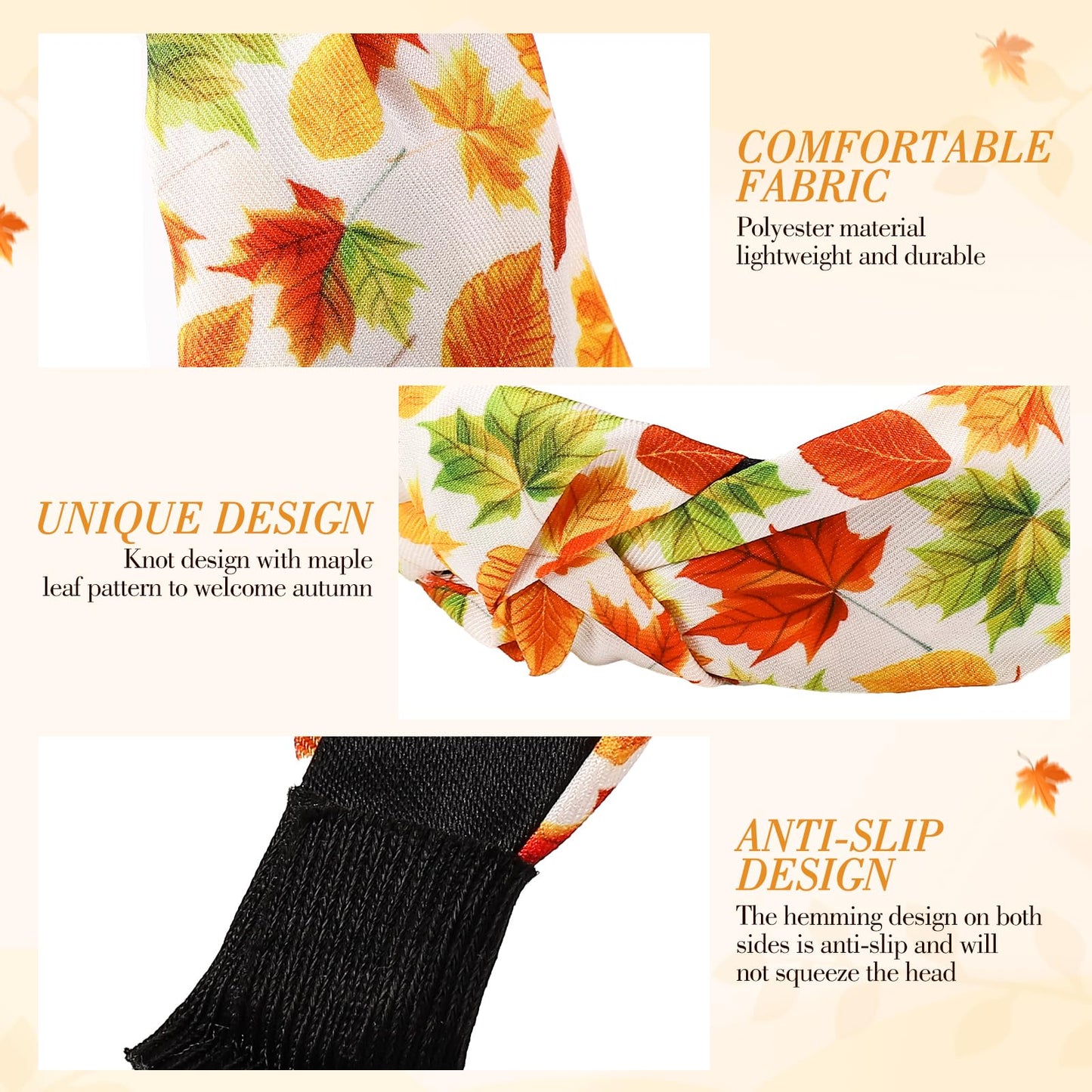 obeoby Fall Headbands for Women, Thanksgiving Knotted Headband Holiday Hairbands for Women Girls Autumn Festive Gift