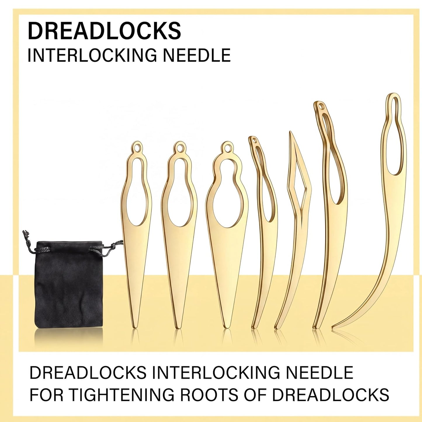 WILLBOND Interlocking Tool for Dreadlocks - 8 Pcs Crochet Hair Maintenance Set | Gold