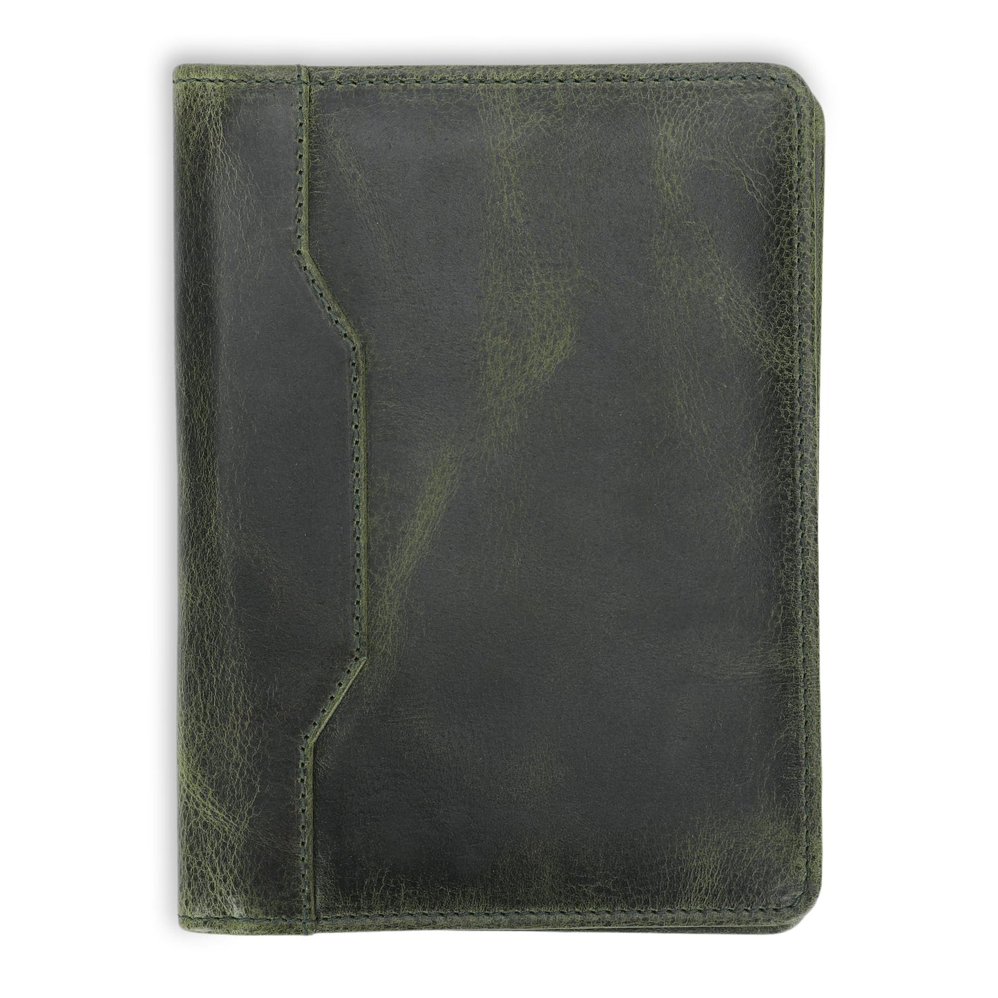CestAntiQ Leather Junior Padfolio for Men Women Business Portfolio Folder Compact 5 x 8 Legal Pad Organizer with Pen Loop Professional Resume Interview Document Holder Padfolio (Green)