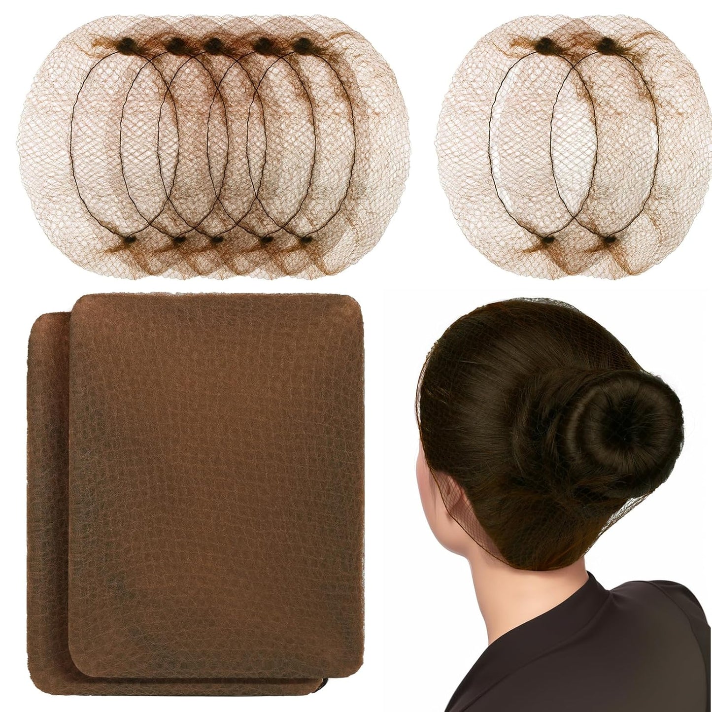 Black Hair Nets - 60 Pcs Invisible Nylon Hairnets for Food Service Workers | 24-Inch Size for Men & Women