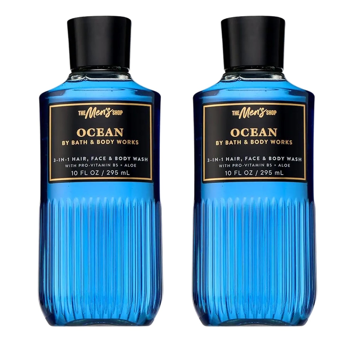 3-in-1 Hair, Face & Body Wash for Men - Ocean Scent Shampoo & Cleanser with Pro-Vitamin B5 & Aloe | 10 fl oz - 2 Pack