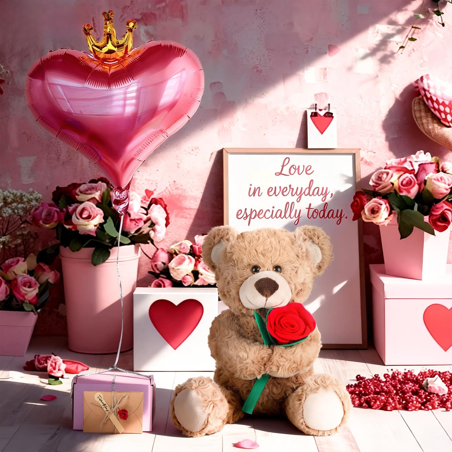 Teddy Bear,2026 Graduation with Gift Box, 12 Inch Plush Teddy Bear, Teddy Floral Arrangement with Card & Balloons, Gift for Son, Daughter, Sister, Brother, Classmate, Sweetheart, 2026 Graduates