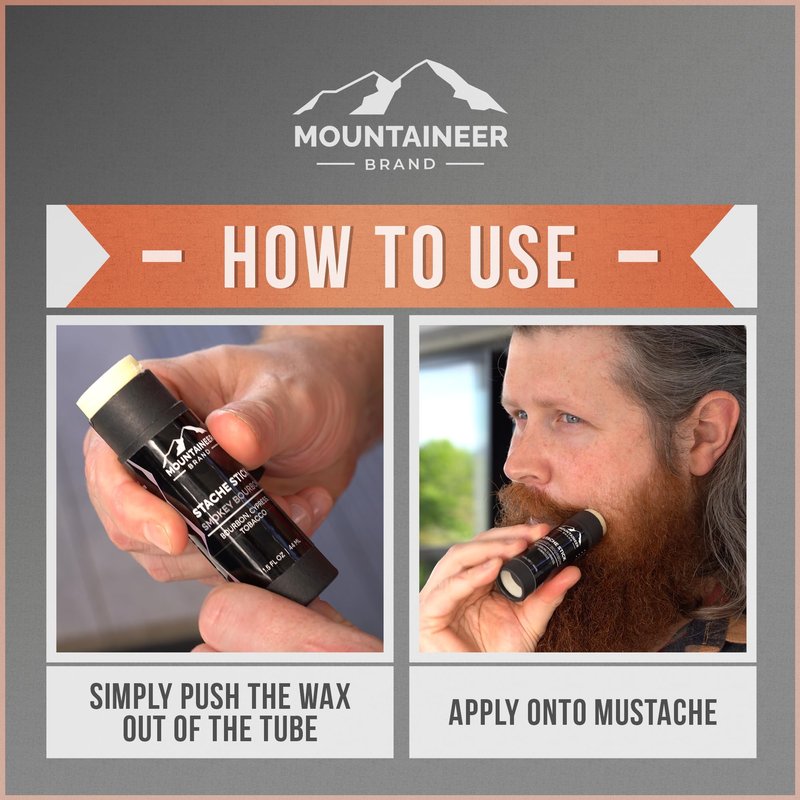 Mountaineer Brand Stache Stick | Pine Tar Scent | Made with Natural Ingredients West Virginia | Firm & Long Lasting Hold | Mustache Wax | Moustache Shape & Styling | Beard Wax for Men | 1.5oz