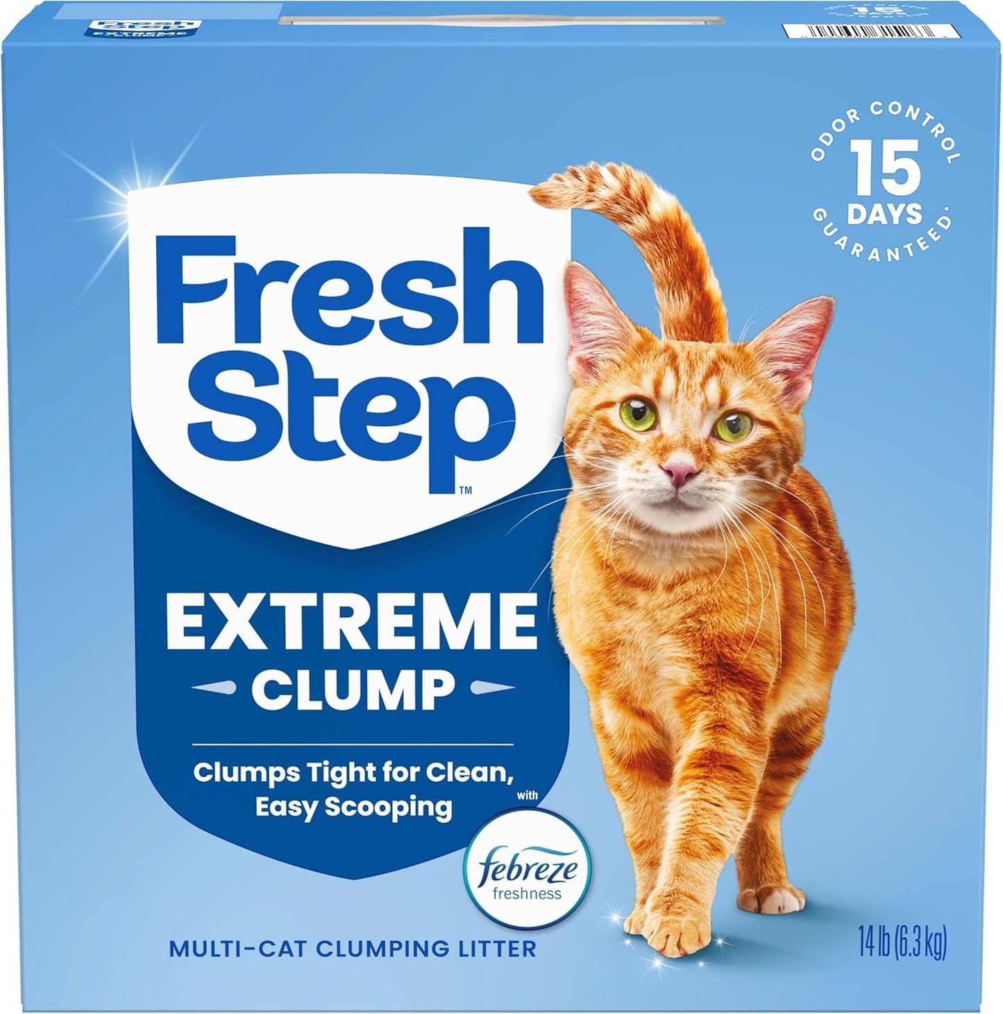 Fresh Step Cat Litter - Odor Shield Multi-Cat Clumping Formula with Febreze Freshness | 14 lb, Low Dust, Ammonia Block Technology