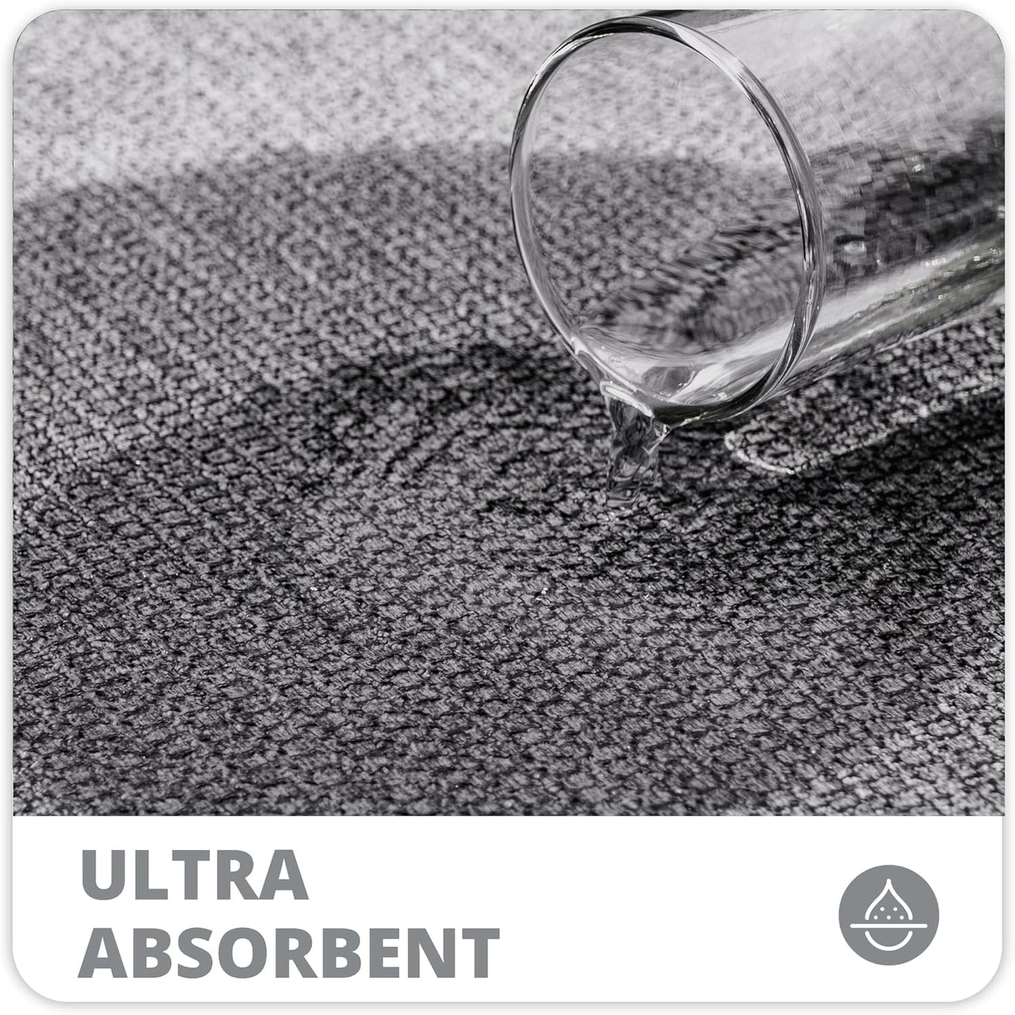 Ultra Thin Bath Mat - Non-Slip Rubber Bathroom Rug, Quick Dry & Absorbent | Grey, 1'5"x2'3" (17x27 Inch)