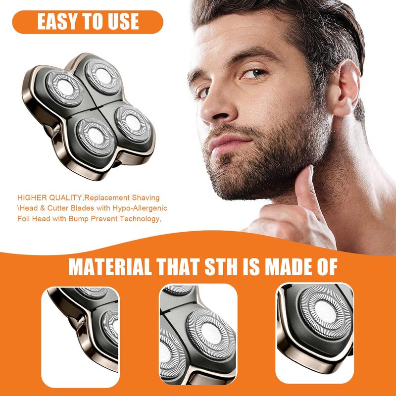 Replacement Blade Shaver PRO 4 Head for Electric Shaver Compatible with Skull Pitbull, Butterfly Kiss PRO & Palm Shavers (1Pack)