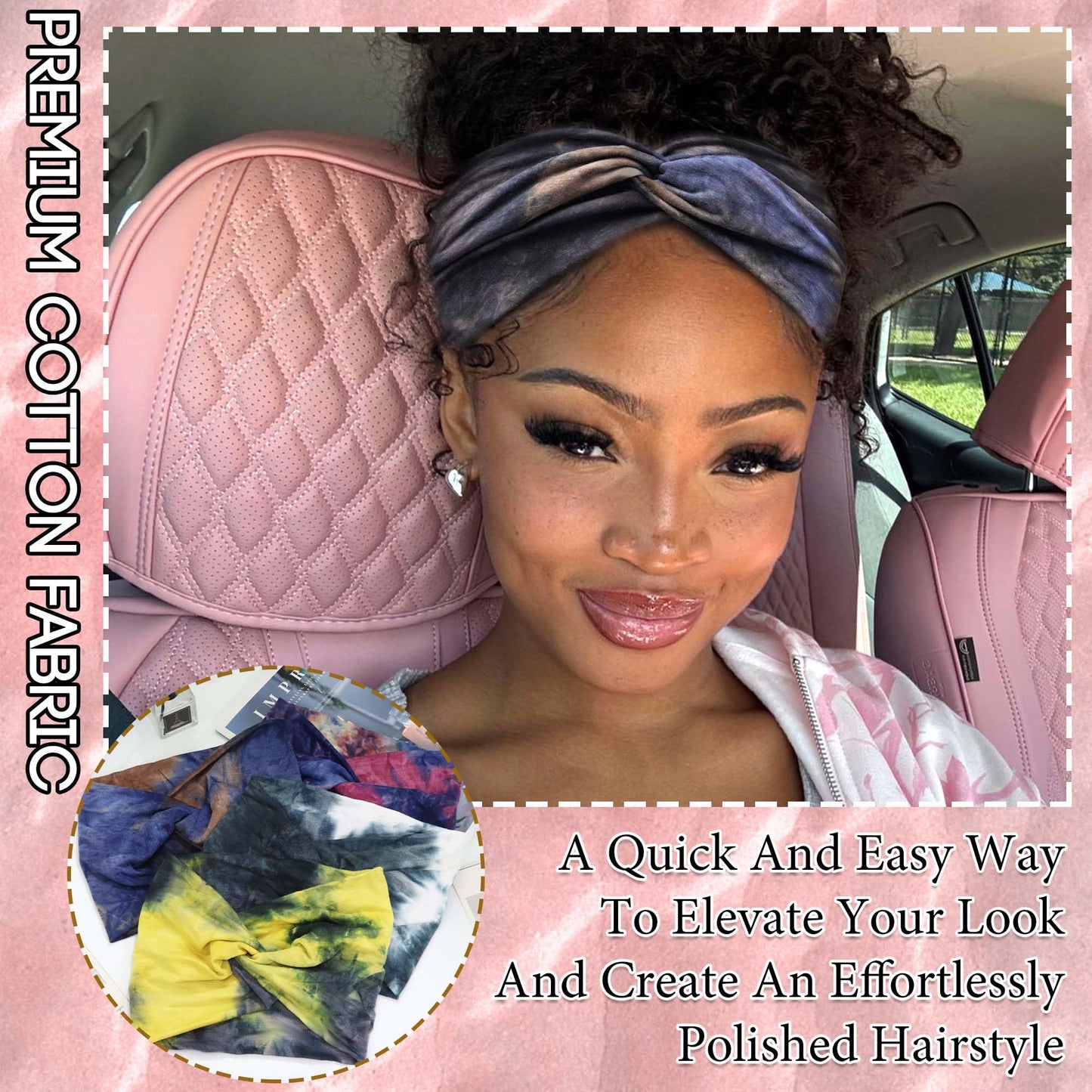 FARSYOD Headbands For Women Tie Dye Head Wraps Wide Turban Head Bands Boho Hair Band Knotted Bandana Headband Non Slip Hair Scarf Criss Cross Turban Fashion Hairband
