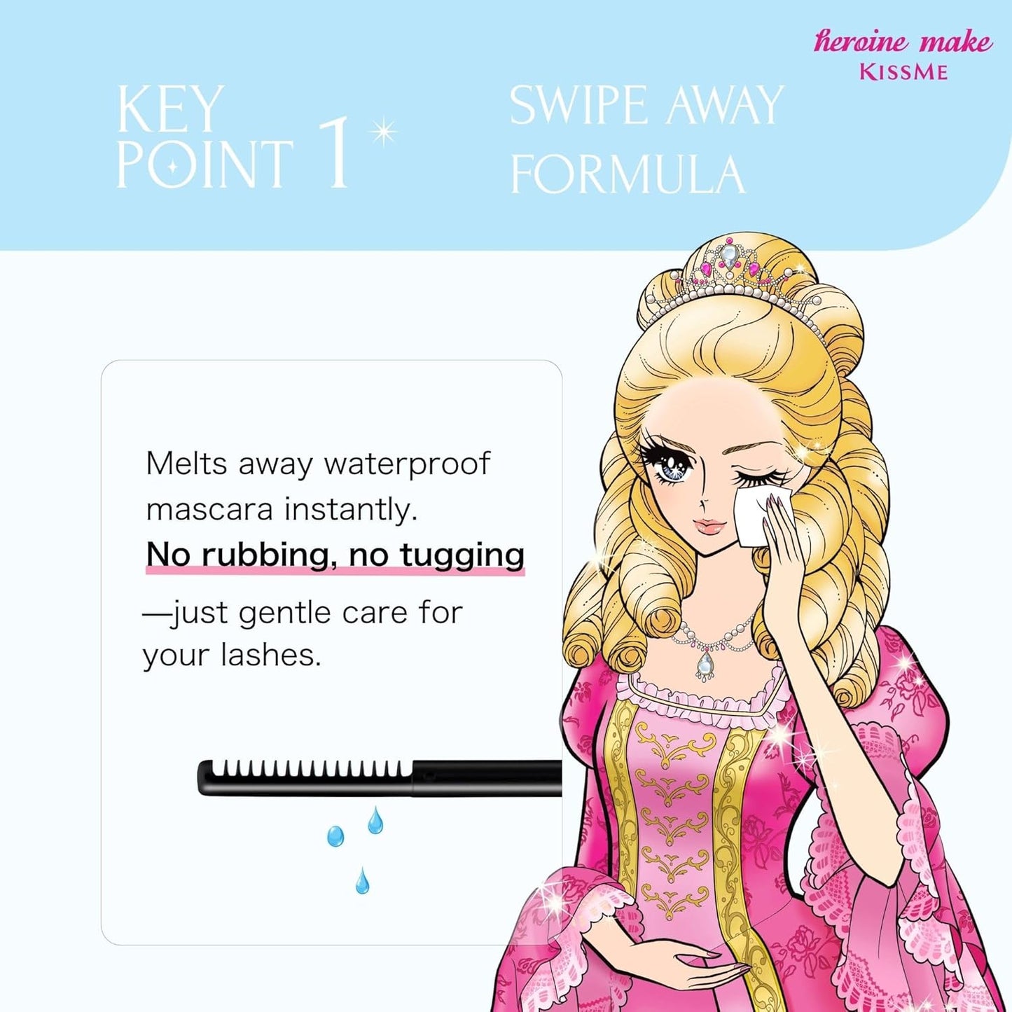 Heroine Make Mascara Remover - Gentle Waterproof Eye Makeup Solution | Travel Size Wand for Sensitive Eyes