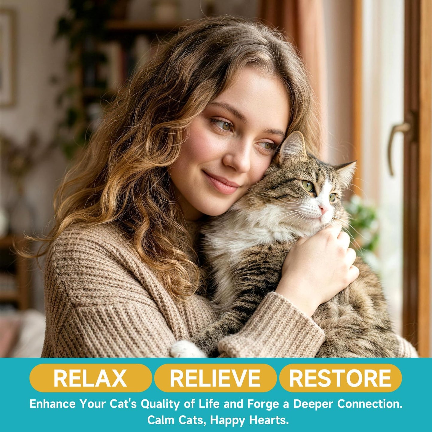 3-in-1 Cat Calming Diffuser, Cat Pheromones Calming Diffuser for Cat Anxiety Relief, Cat Pheromone Diffuser with 1 Diffuser + 2 Refills 48ml Vial, 60 Days Pheromone Diffuser to Calm Cats & Multi-cat