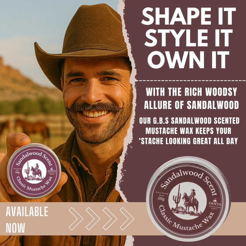GENTS Mustache Wax Kit – Extra Strong Hold, Classic Mustache Wax with Folding Comb & Pocket Mustache Comb – Styling & Grooming Set for Men