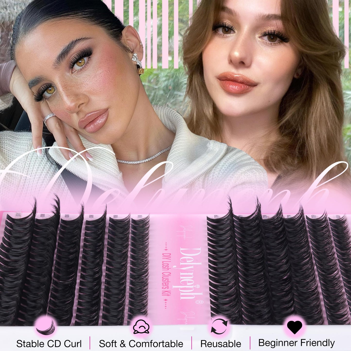 Wispy Lash Clusters Kit 60D+80D Eyelash Clusters Kit 8-16mm Cluster Eyelash Extensions Kit CD Curl Lash Extension Kit Individual Lashes Extensions DIY at Home by Delyneph