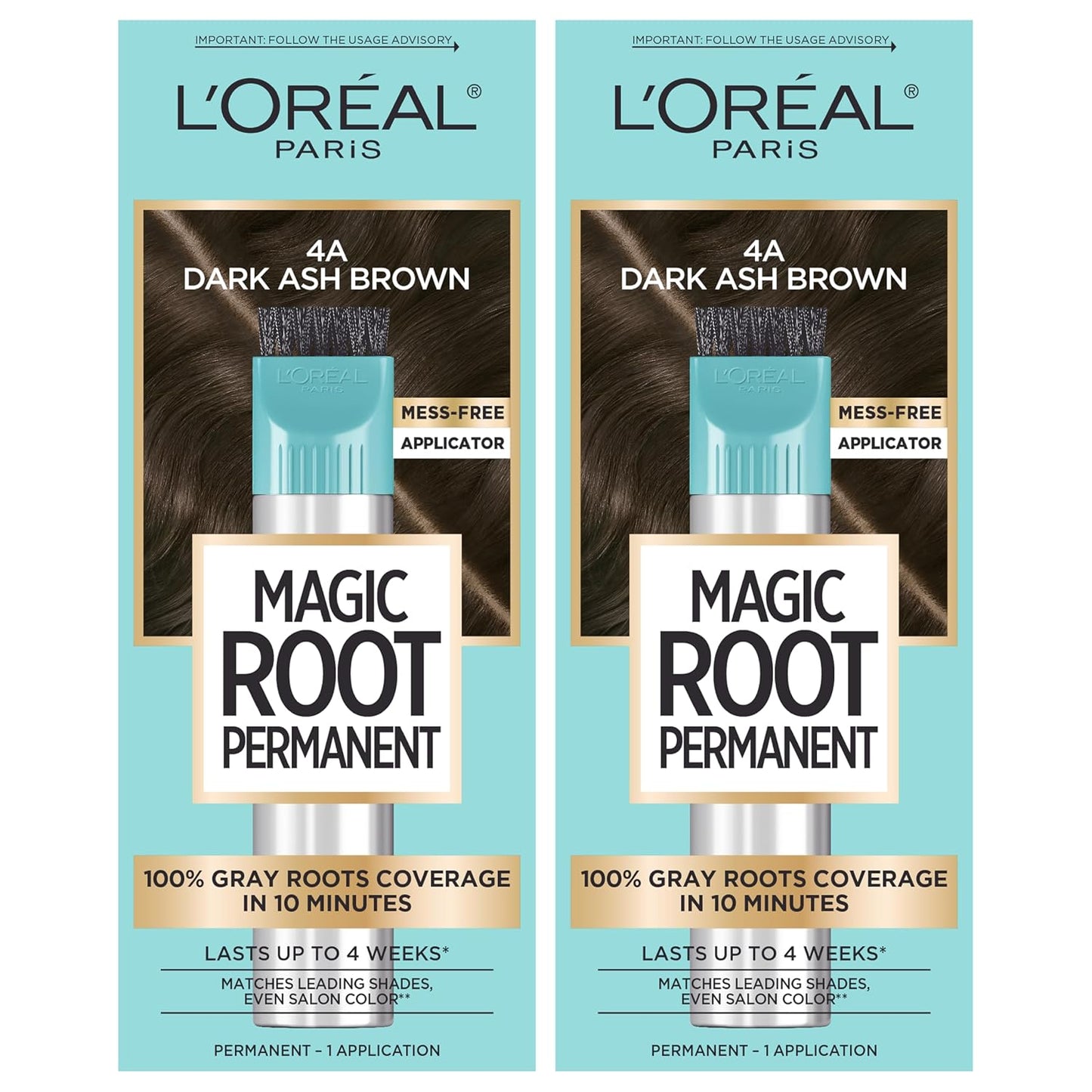 L'Oreal Paris Magic Root Hair Color Kit - 100% Gray Coverage in 10 Minutes | Dark Brown (2 Count)