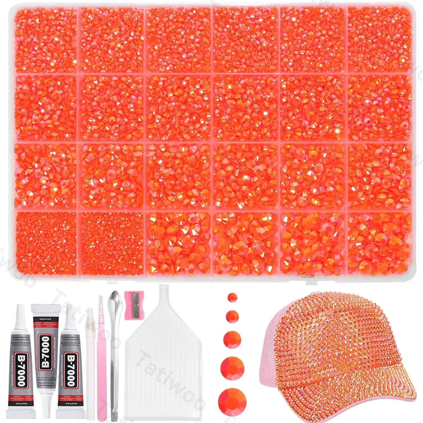 Light Pink Flatback Jelly Resin Rhinestones - 20000 Pcs Mix Sizes 2-6mm for Crafting & DIY Makeup Tumblers