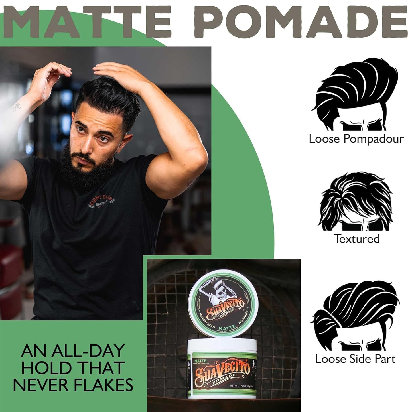 Suavecito Pomade - Matte Hair Paste For Men | Medium Hold, Shine-Free, 4 oz, 2 Pack